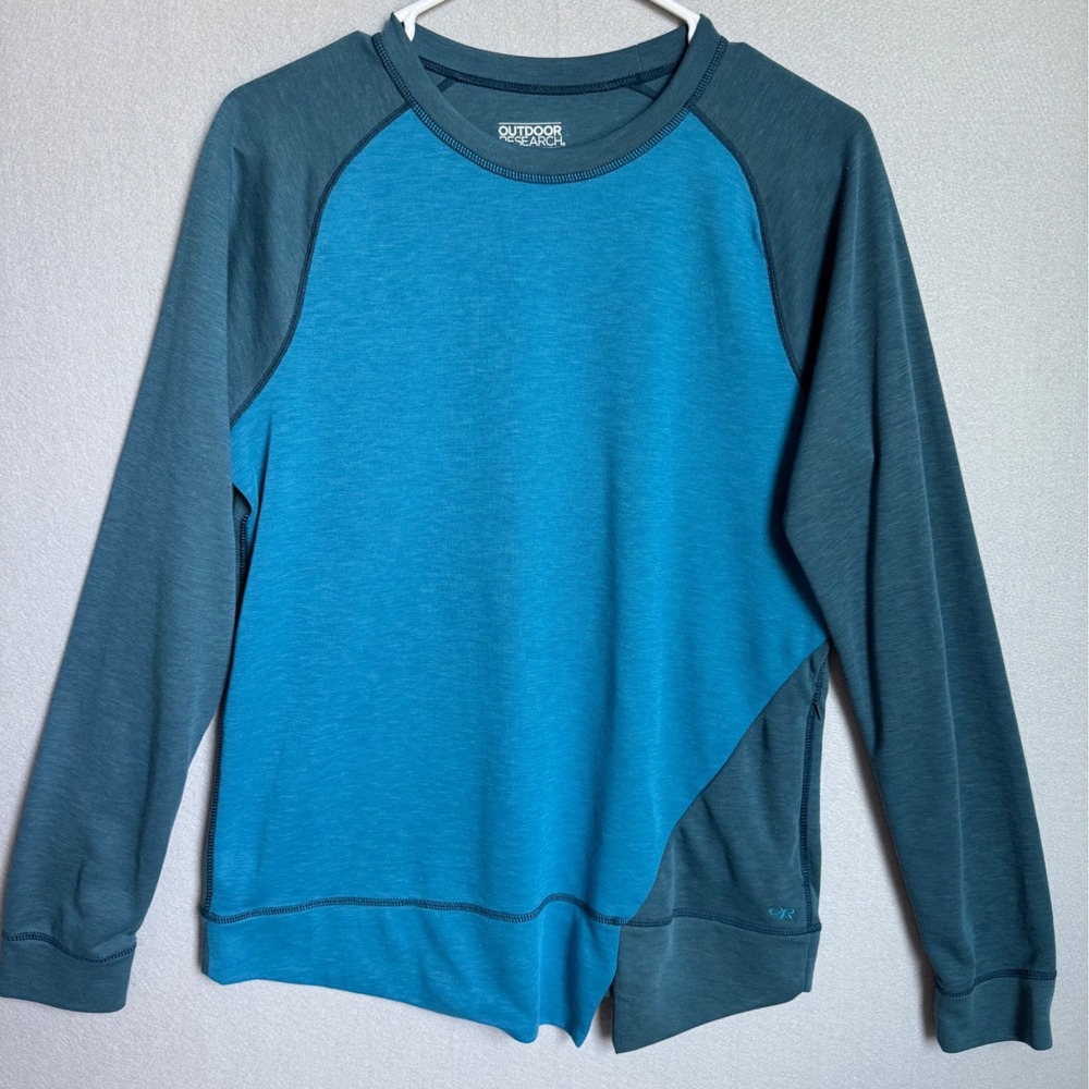 Outdoor Research Womens M Cedarosa CrewNeck Top Blue Green Outdoor Hiking